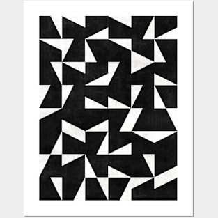 Mid-Century Modern Pattern No.10 - Black and White Concrete Posters and Art